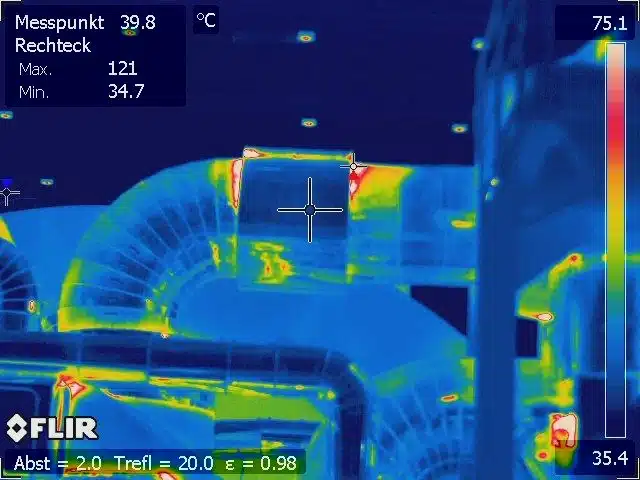 Thermal image of HVAC duct system.